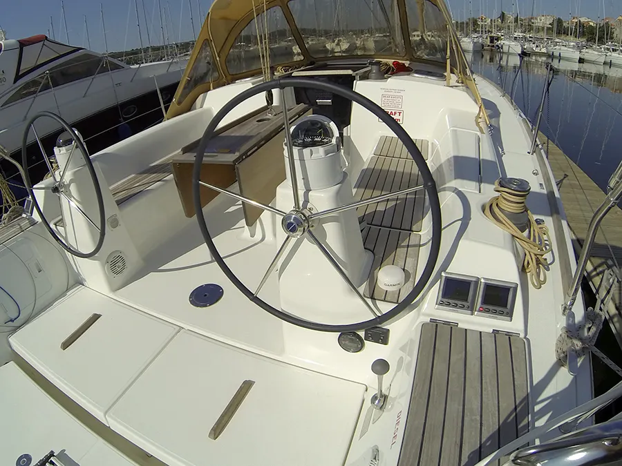 Cockpit of Lara, a Dufour 335 GL sailboat at Grad Šibenik, Croatia