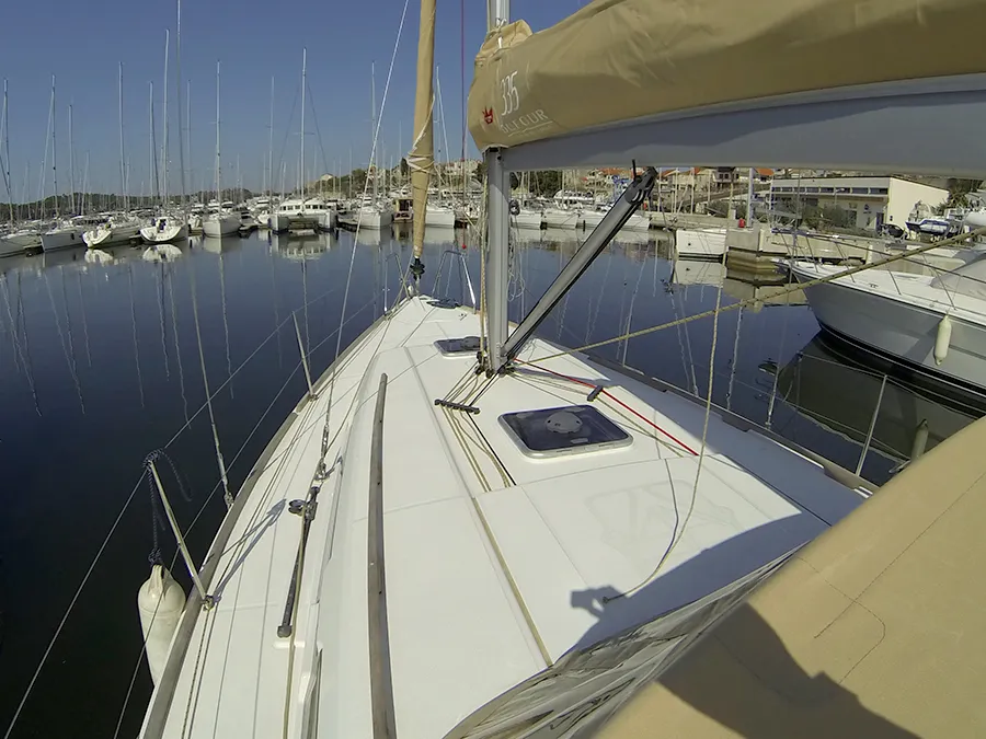 Deck of Lara, a Dufour 335 GL sailboat at Grad Šibenik, Croatia