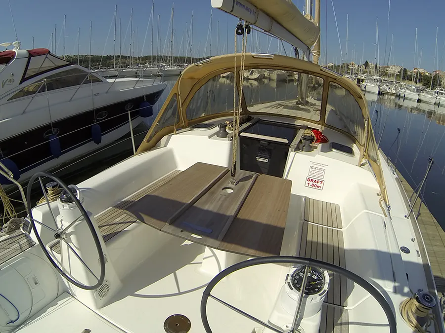 Cockpit of Lara, a Dufour 335 GL sailboat at Grad Šibenik, Croatia