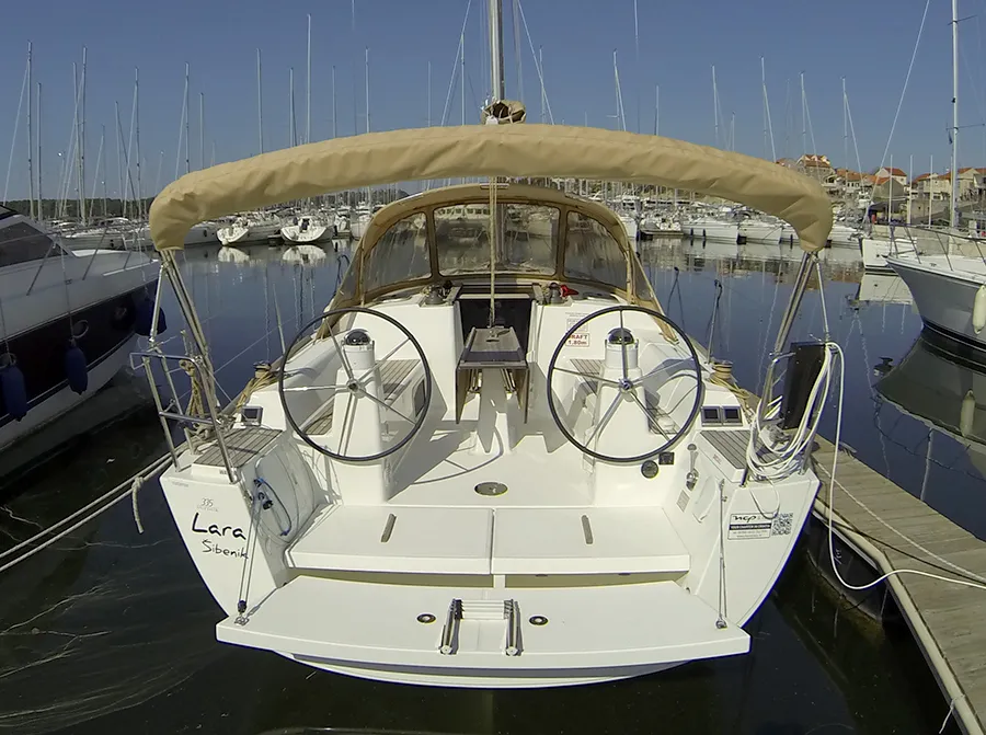 Exterior view of Lara, a Dufour 335 GL sailboat at Grad Šibenik, Croatia