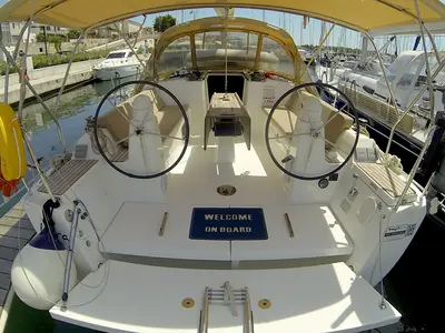 Cockpit of Lara, a Dufour 335 GL sailboat at Grad Šibenik, Croatia