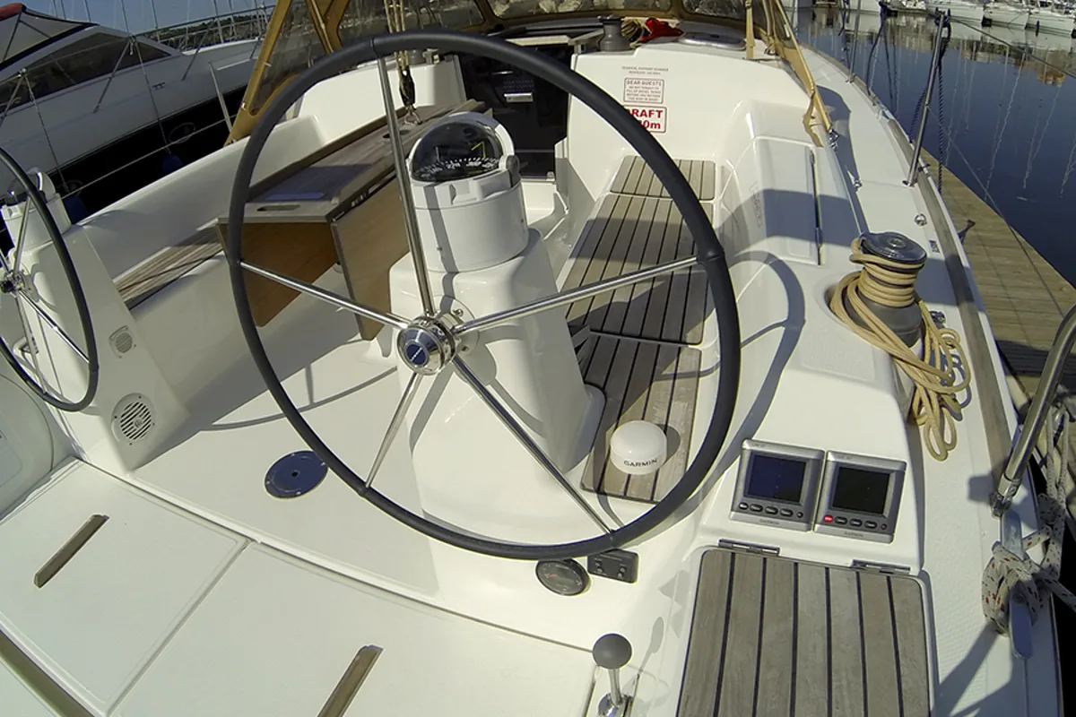 Cockpit of Lara, a Dufour 335 GL sailboat at Grad Šibenik, Croatia