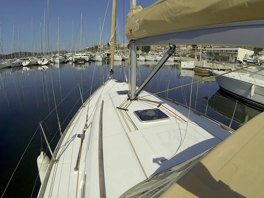 Deck of Lara, a Dufour 335 GL sailboat at Grad Šibenik, Croatia