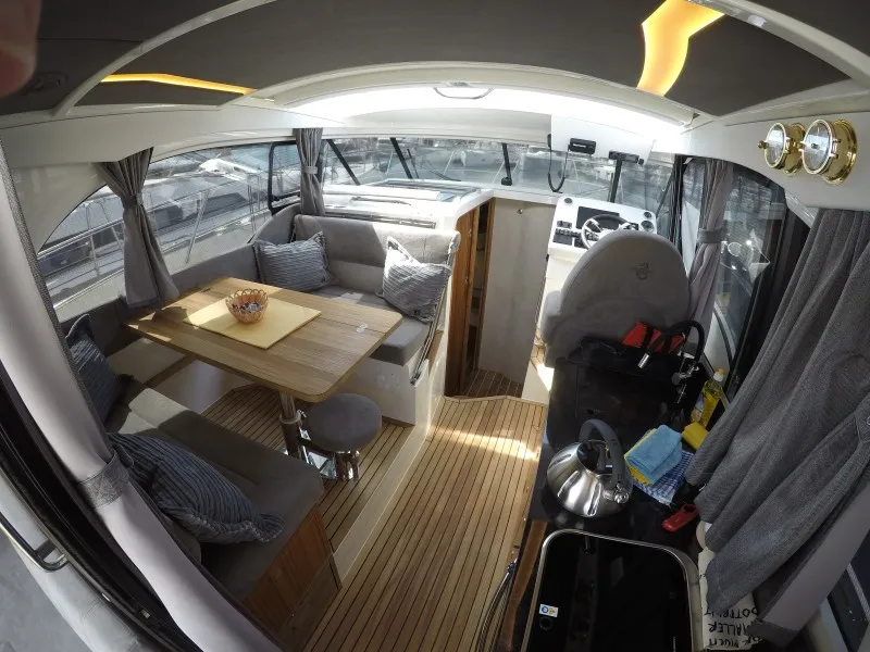 Salon of Malinkonija, a Marex 330 Scandinavia motor yacht at Grad Šibenik, Croatia