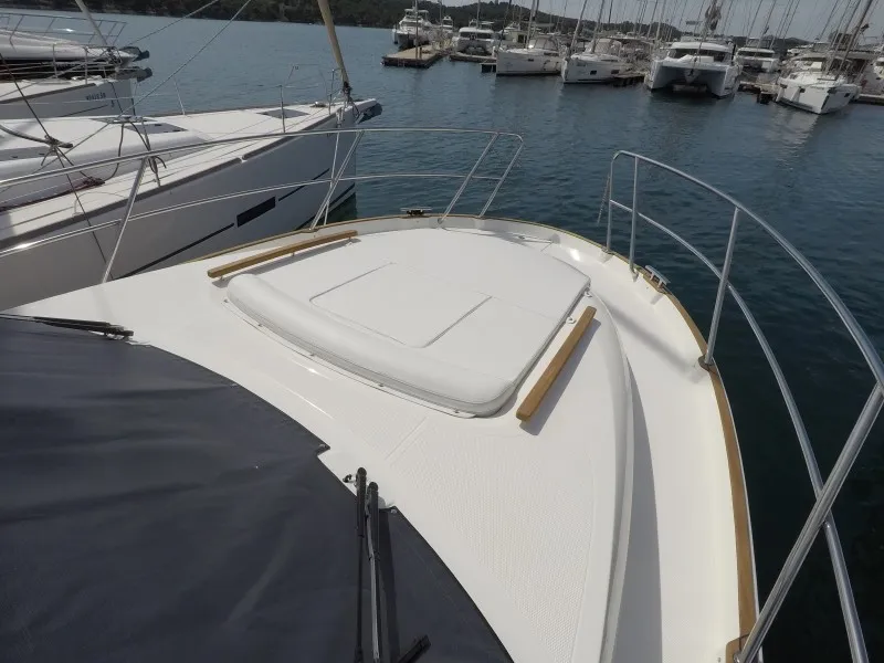 Deck of Malinkonija, a Marex 330 Scandinavia motor yacht at Grad Šibenik, Croatia