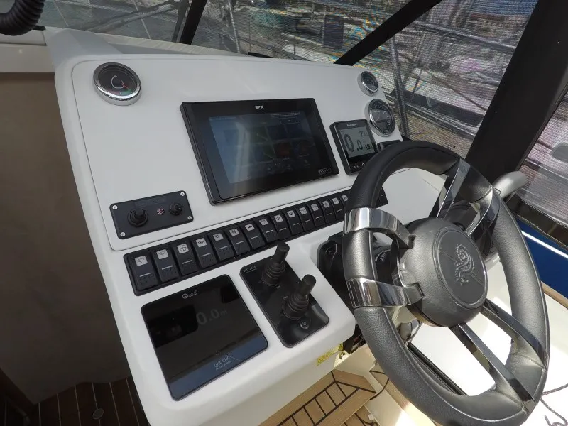 Cockpit of Malinkonija, a Marex 330 Scandinavia motor yacht at Grad Šibenik, Croatia