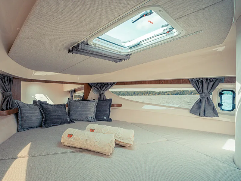 Cabin on Malinkonija, a Marex 330 Scandinavia motor yacht at Grad Šibenik, Croatia