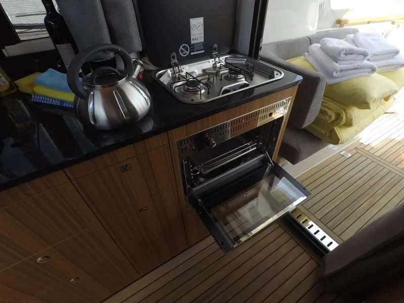 Galley of Malinkonija, a Marex 330 Scandinavia motor yacht at Grad Šibenik, Croatia