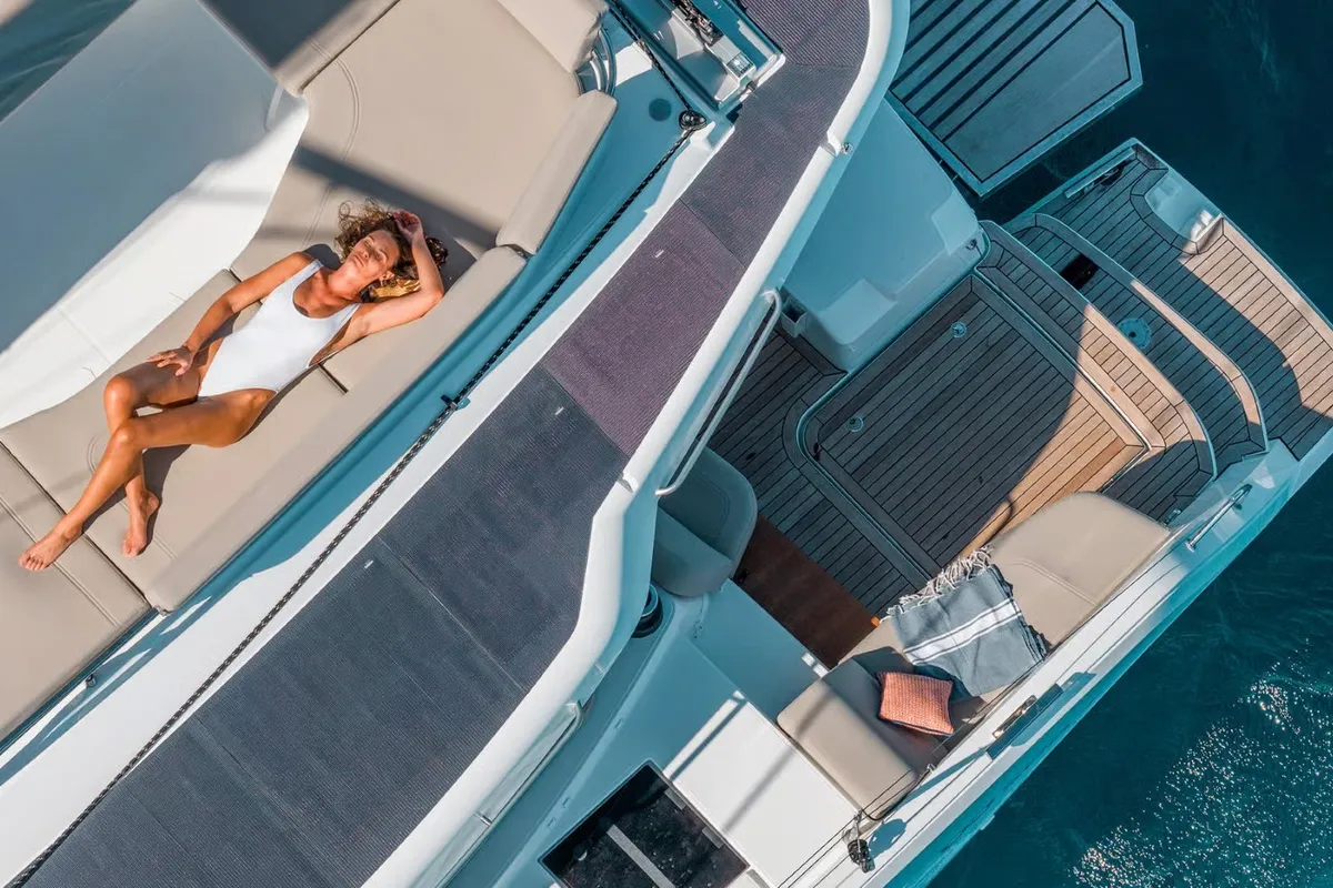 Deck of Sofija, a Fountaine Pajot FP 44 Quatuor catamaran at Pula, Croatia