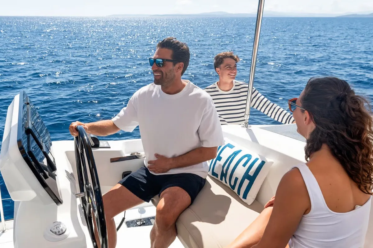 Cockpit of Sofija, a Fountaine Pajot FP 44 Quatuor catamaran at Pula, Croatia