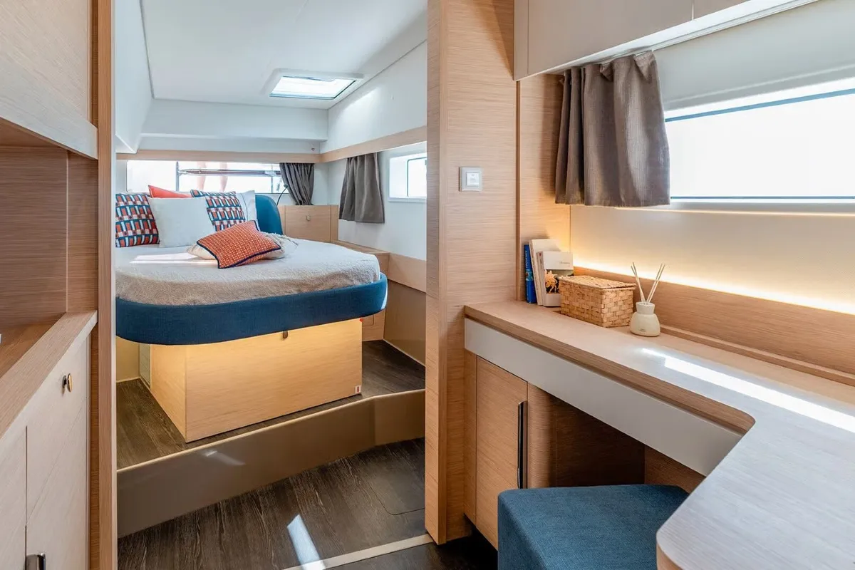 Cabin on Sofija, a Fountaine Pajot FP 44 Quatuor catamaran at Pula, Croatia