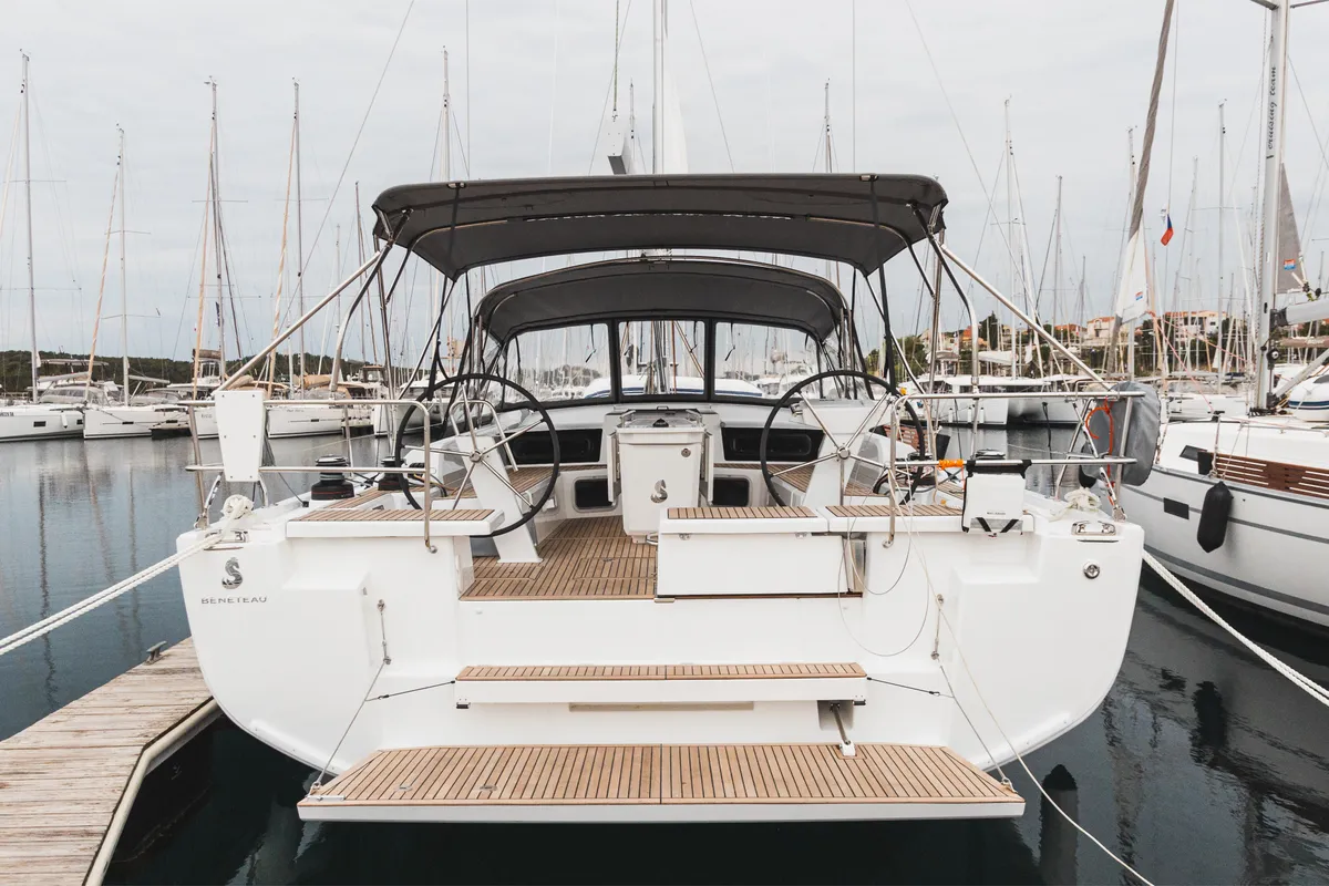 Exterior view of Panthata, a Beneteau Oceanis 51.1 sailboat at Grad Šibenik, Croatia