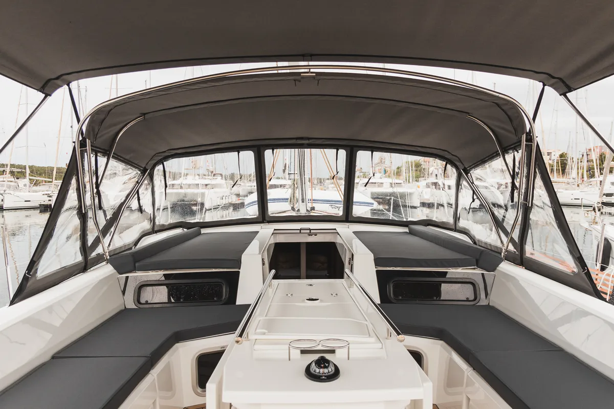 Cockpit of Panthata, a Beneteau Oceanis 51.1 sailboat at Grad Šibenik, Croatia
