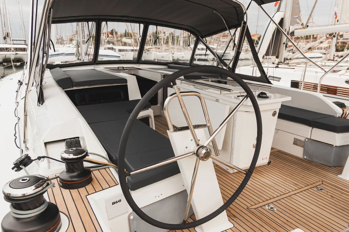 Cockpit of Panthata, a Beneteau Oceanis 51.1 sailboat at Grad Šibenik, Croatia