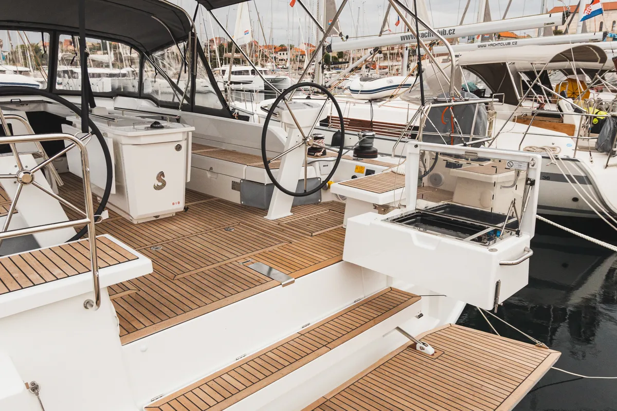 Cockpit of Panthata, a Beneteau Oceanis 51.1 sailboat at Grad Šibenik, Croatia