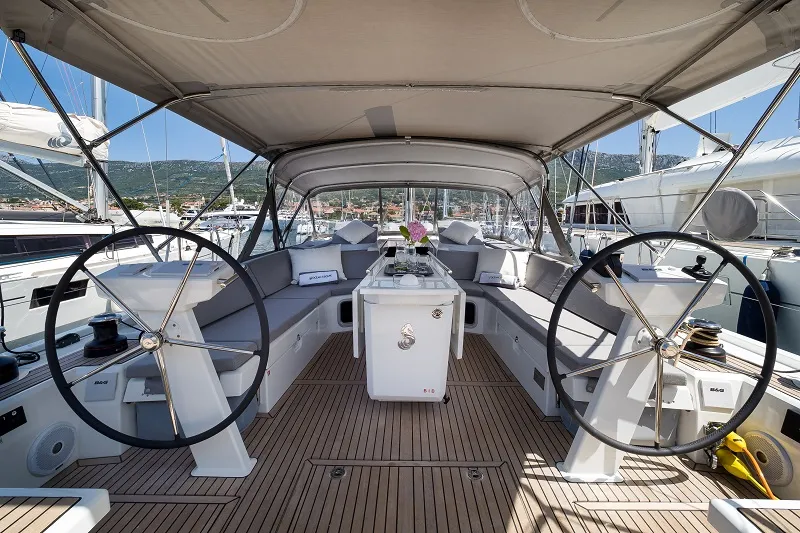 Cockpit of Panthata, a Beneteau Oceanis 51.1 sailboat at Grad Šibenik, Croatia