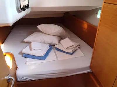 Cabin on Eudora, a Jeanneau Sun Odyssey 439 sailboat at Loutraki, Greece