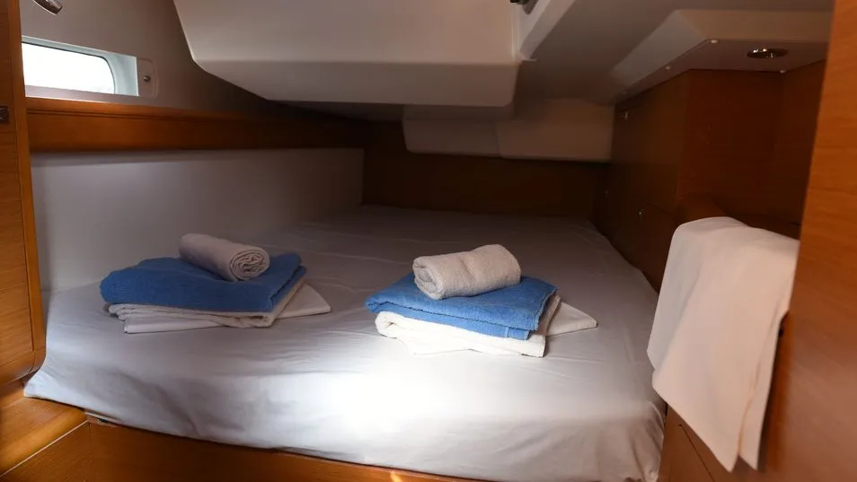 Cabin on Eudora, a Jeanneau Sun Odyssey 439 sailboat at Loutraki, Greece