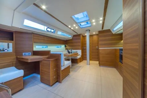 Salon of KSP, a More 55 sailboat at Trogir, Croatia