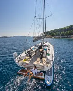 Deck of KSP, a More 55 sailboat at Trogir, Croatia