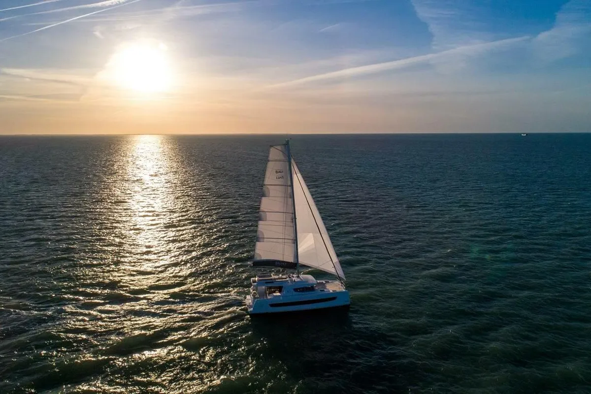 Deck of Nautical Bliss, a Bali 4.4 catamaran at Road Town, British Virgin Islands