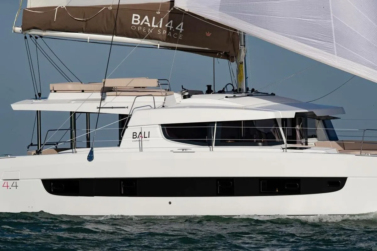 Exterior view of Nautical Bliss, a Bali 4.4 catamaran at Road Town, British Virgin Islands