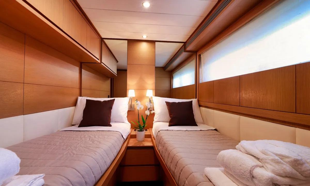 Cabin on Lukas, a Evo Marine Deauville 760 motor yacht at Split, Croatia