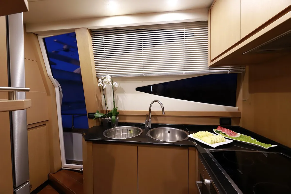 Galley of Lukas, a Evo Marine Deauville 760 motor yacht at Split, Croatia
