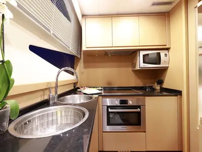 Galley of Lukas, a Evo Marine Deauville 760 motor yacht at Split, Croatia