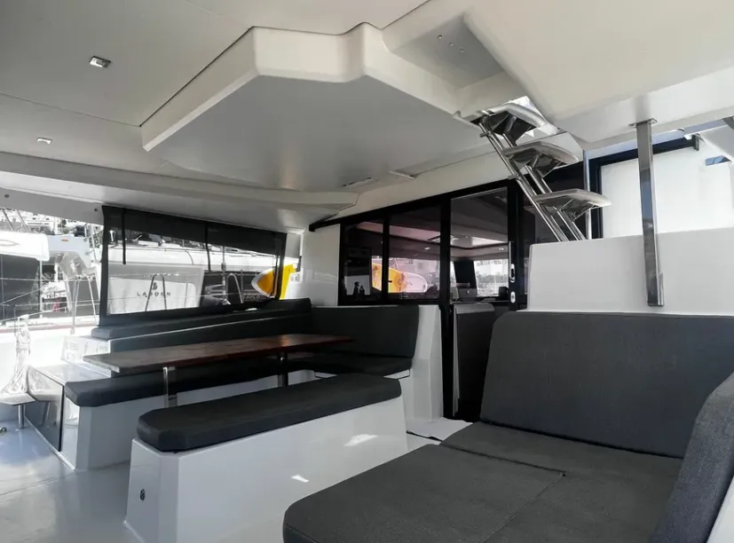 Olympia Athena, a Fountaine Pajot Elba 45 catamaran at Agios Stefanos, Greece