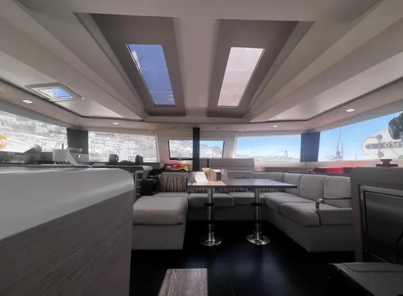 Olympia Athena, a Fountaine Pajot Elba 45 catamaran at Agios Stefanos, Greece