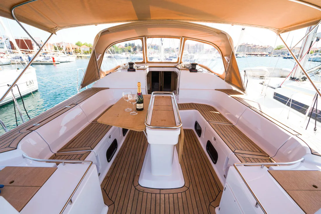 Escape II, a Elan Impression 50 sailboat at Biograd na Moru, Croatia