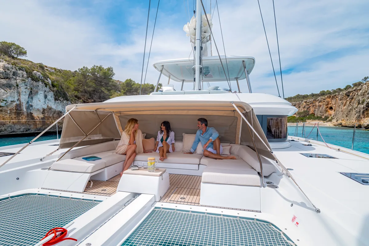 Exterior view of POSEIRA, a Lagoon 55 catamaran at Athens, Greece