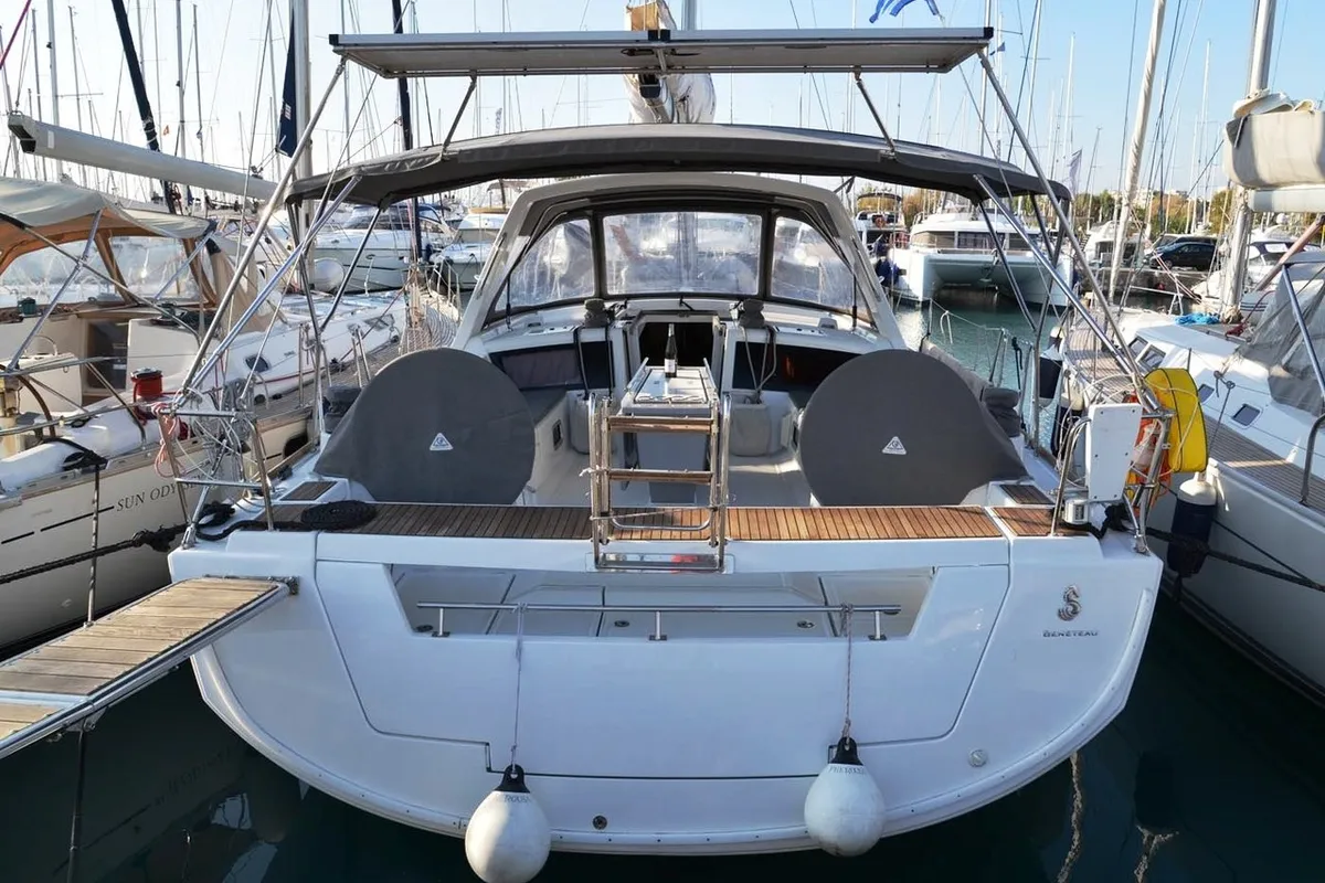 Exterior view of Pherousa, a Beneteau Oceanis 48 sailboat at Lavreotiki Municipal Unit, Greece