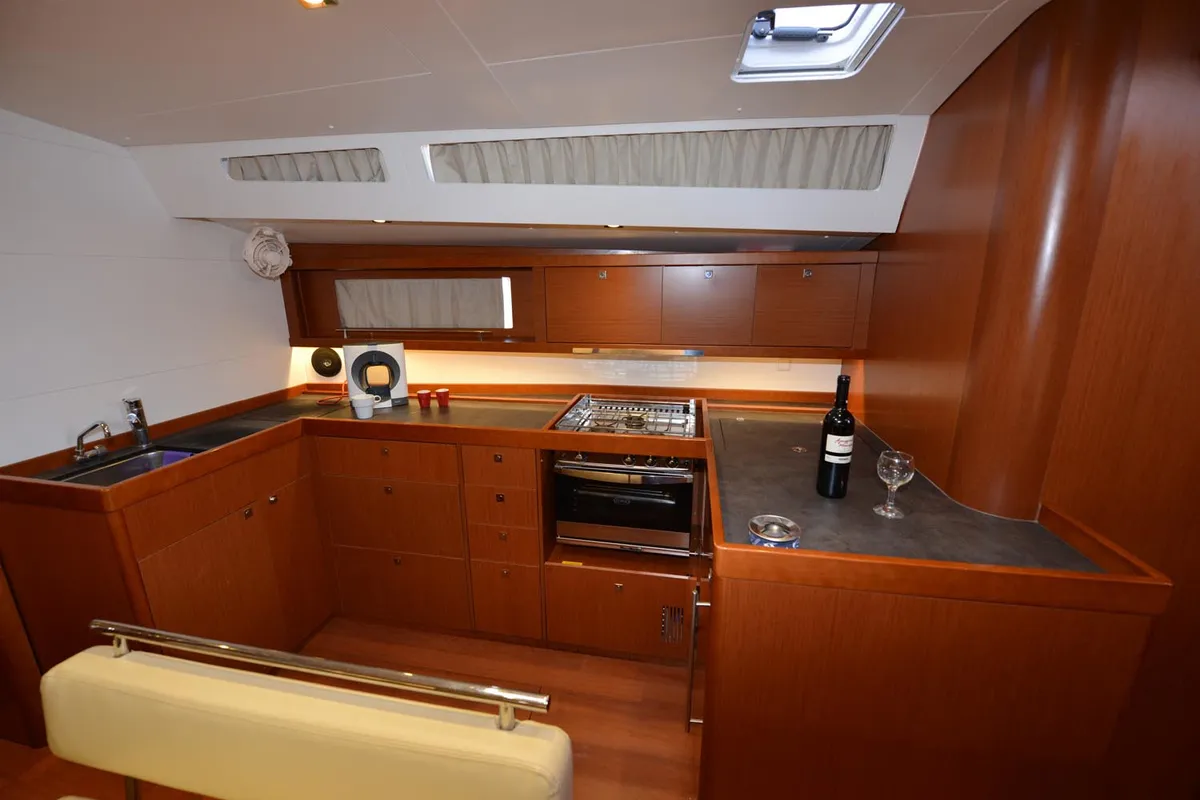 Galley of Pherousa, a Beneteau Oceanis 48 sailboat at Lavreotiki Municipal Unit, Greece