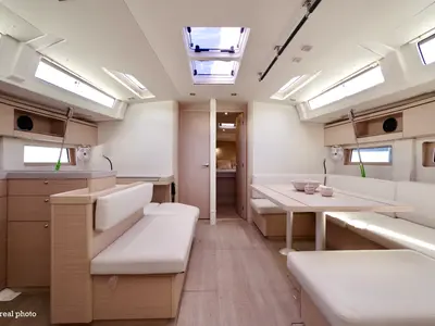 Salon of Orsa 4, a Beneteau Oceanis 51.1 sailboat at Cannigione, Italy