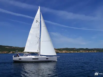 Exterior view of Orsa 4, a Beneteau Oceanis 51.1 sailboat at Cannigione, Italy