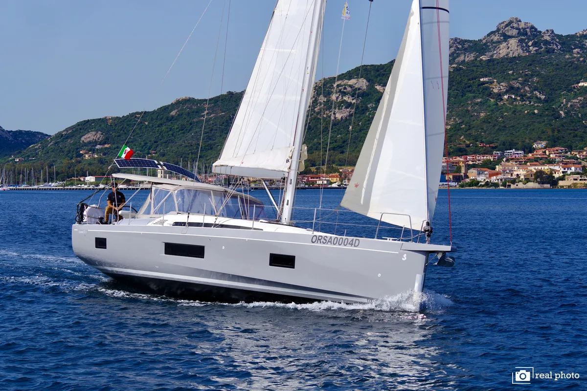 Exterior view of Orsa 4, a Beneteau Oceanis 51.1 sailboat at Cannigione, Italy