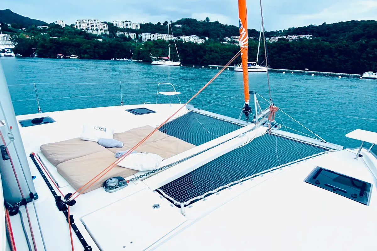 Deck of Moana Denia Bareboat, a Excess 11 catamaran at Dénia, Spain