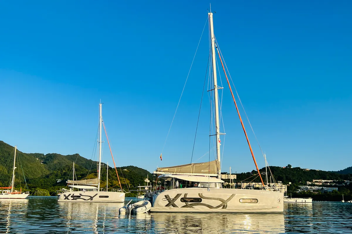 Exterior view of Moana Denia Bareboat, a Excess 11 catamaran at Dénia, Spain