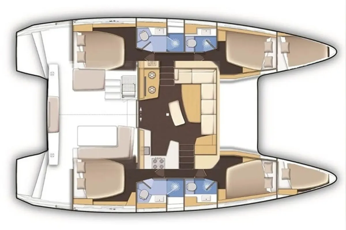 Floor plan of Patagonia, a Lagoon 42 catamaran at Alameda, United States