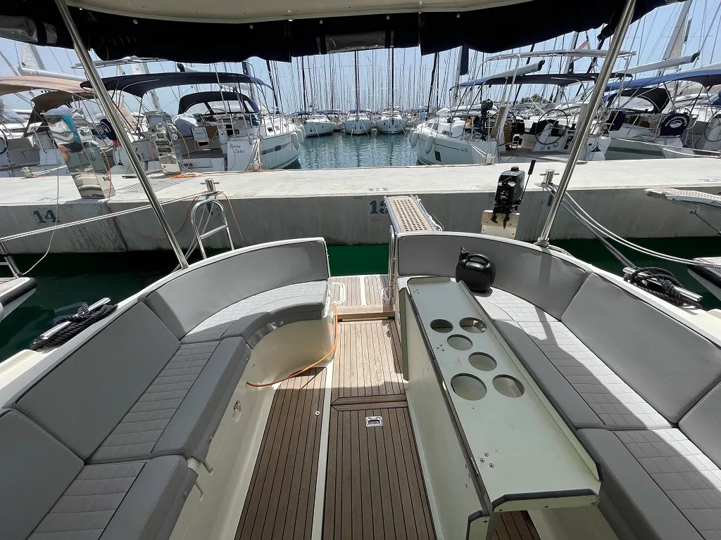 Deck of Vella, a SAS - Vektor Adria 1002 Vektor motorboat at Sukošan, Croatia