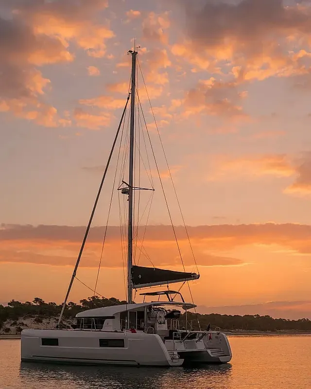 Exterior view of Twilight, a Lagoon 40 catamaran at Grad Trogir, Croatia