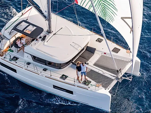 Exterior view of Twilight, a Lagoon 40 catamaran at Grad Trogir, Croatia