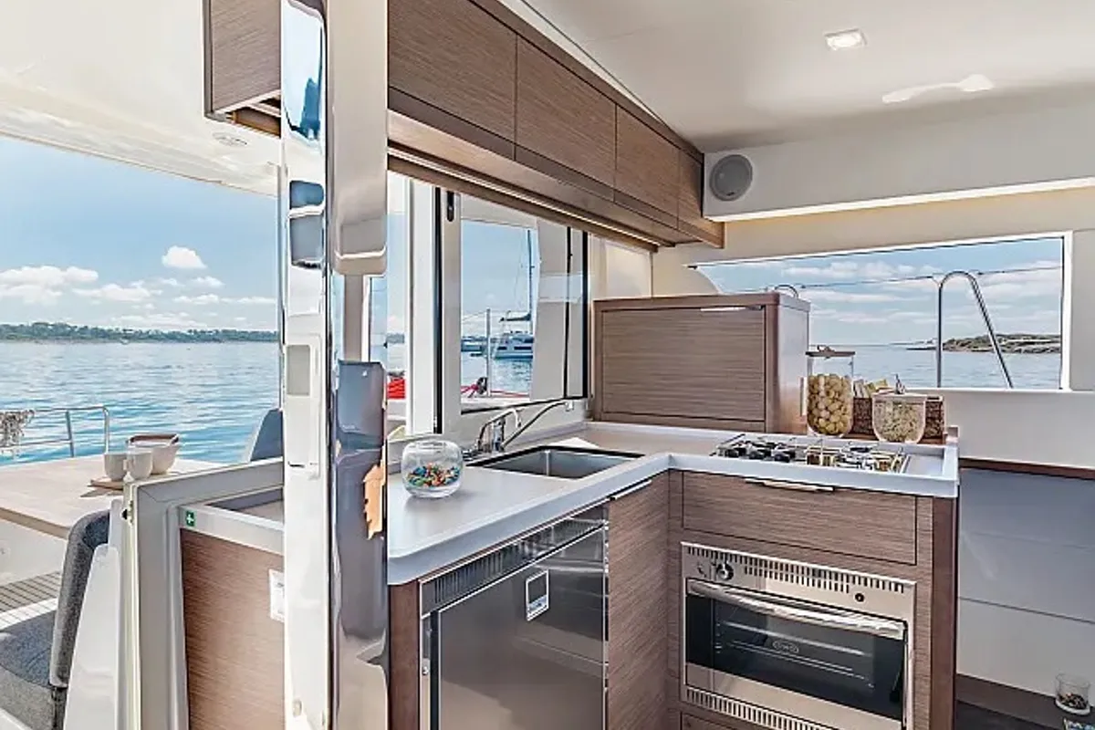 Galley of Twilight, a Lagoon 40 catamaran at Grad Trogir, Croatia