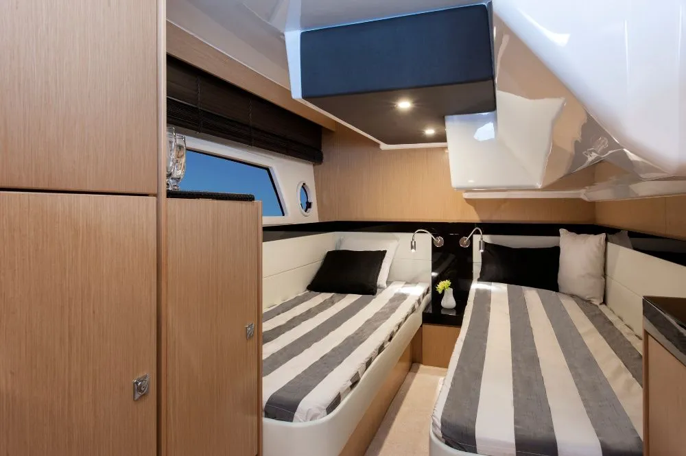 Cabin on Zanngi, a Bavaria Virtess 420 Fly motor yacht at Podstrana - Miljevac, Croatia