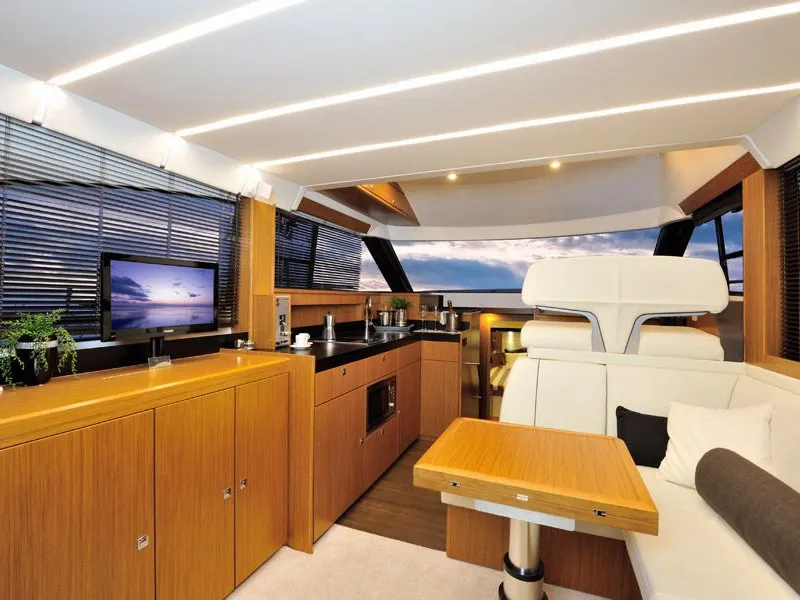 Salon of Zanngi, a Bavaria Virtess 420 Fly motor yacht at Podstrana - Miljevac, Croatia