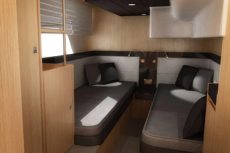 Cabin on Zanngi, a Bavaria Virtess 420 Fly motor yacht at Podstrana - Miljevac, Croatia