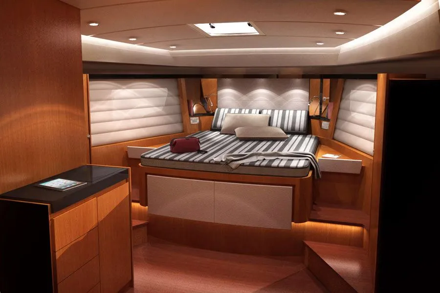 Cabin on Zanngi, a Bavaria Virtess 420 Fly motor yacht at Podstrana - Miljevac, Croatia