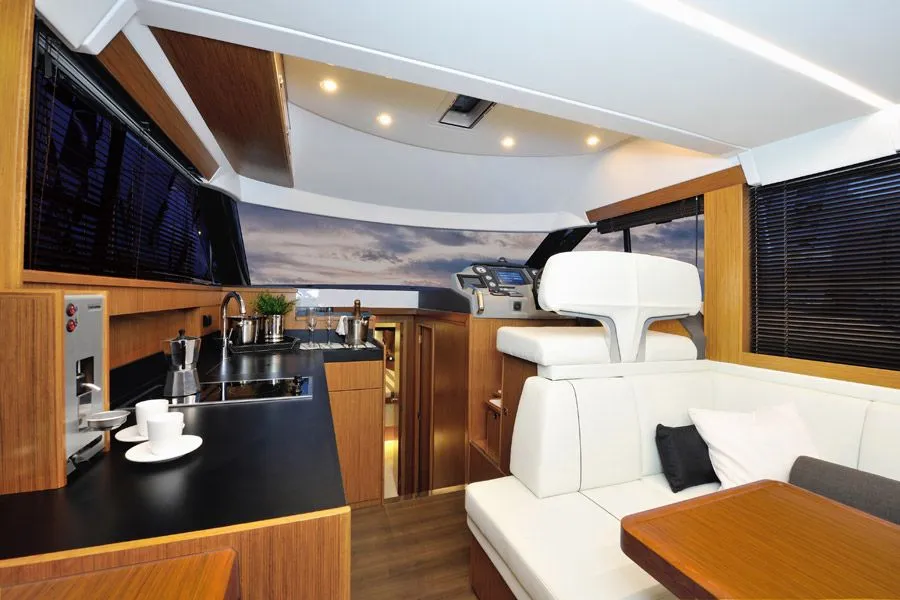 Galley of Zanngi, a Bavaria Virtess 420 Fly motor yacht at Podstrana - Miljevac, Croatia
